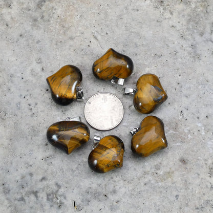 Yellow Tiger Eye 25x20mm Heart Pendant-1