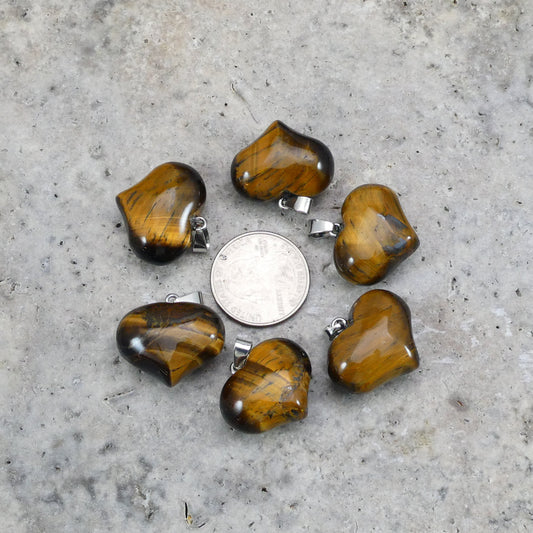 Yellow Tiger Eye 25x20mm Heart Pendant-1