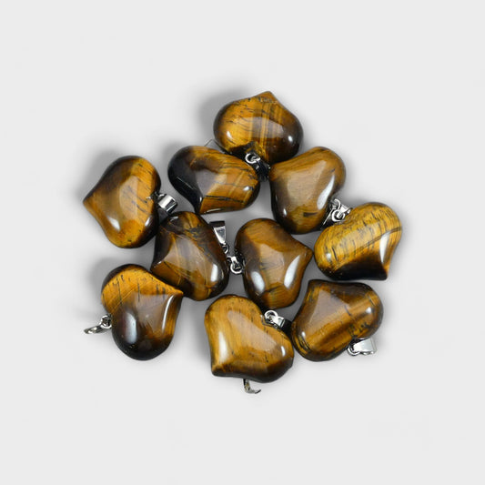 Yellow Tiger Eye 25x20mm Heart Pendant-0