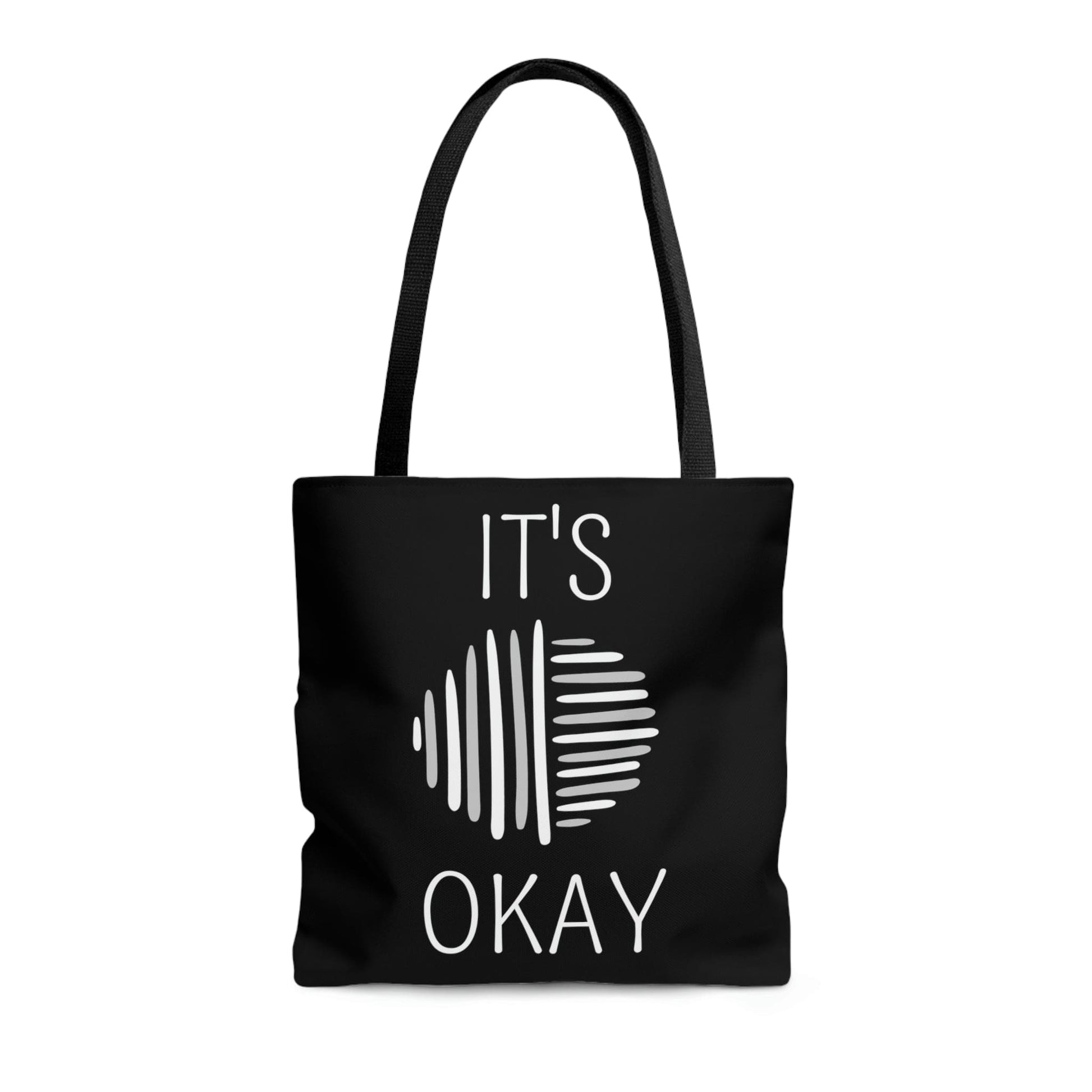 Large Tote Bag - Say it Soul - its Okay - Grey and White Line Art Positive Affirmation - Granky's Remembrance