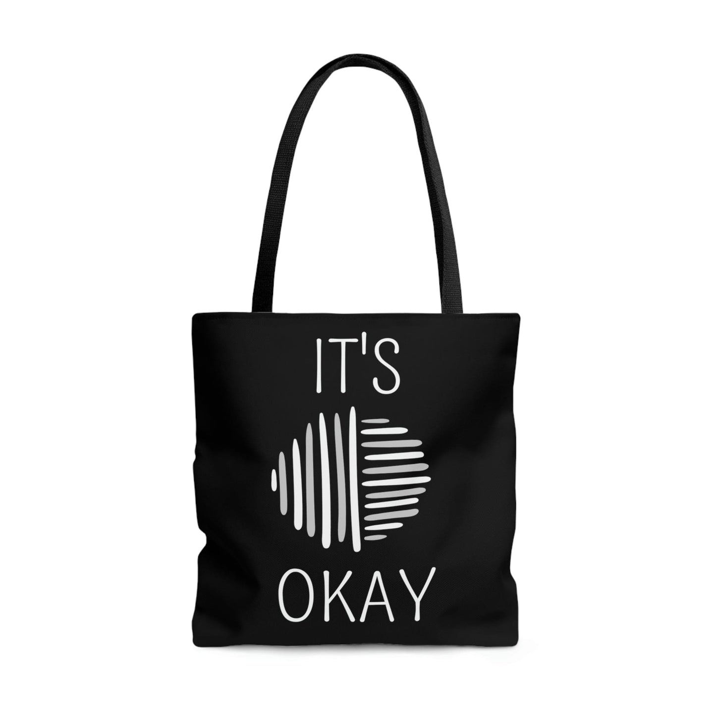 Large Tote Bag - Say it Soul - its Okay - Grey and White Line Art Positive Affirmation - Granky's Remembrance