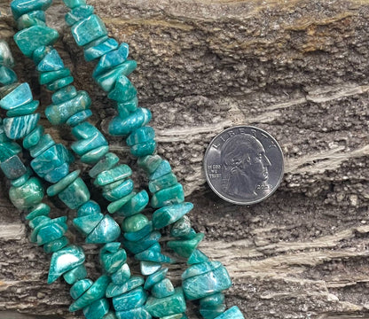 Russian Amazonite 10-14mm Polished Chips 36'' Grade A-2